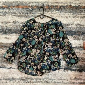 Sheer long sleeve floral blouse